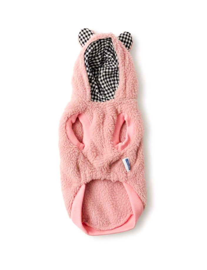 Pink Teddy Hoodie za pse – Mekani zimski duks sa kapuljačom i ušima 🐻