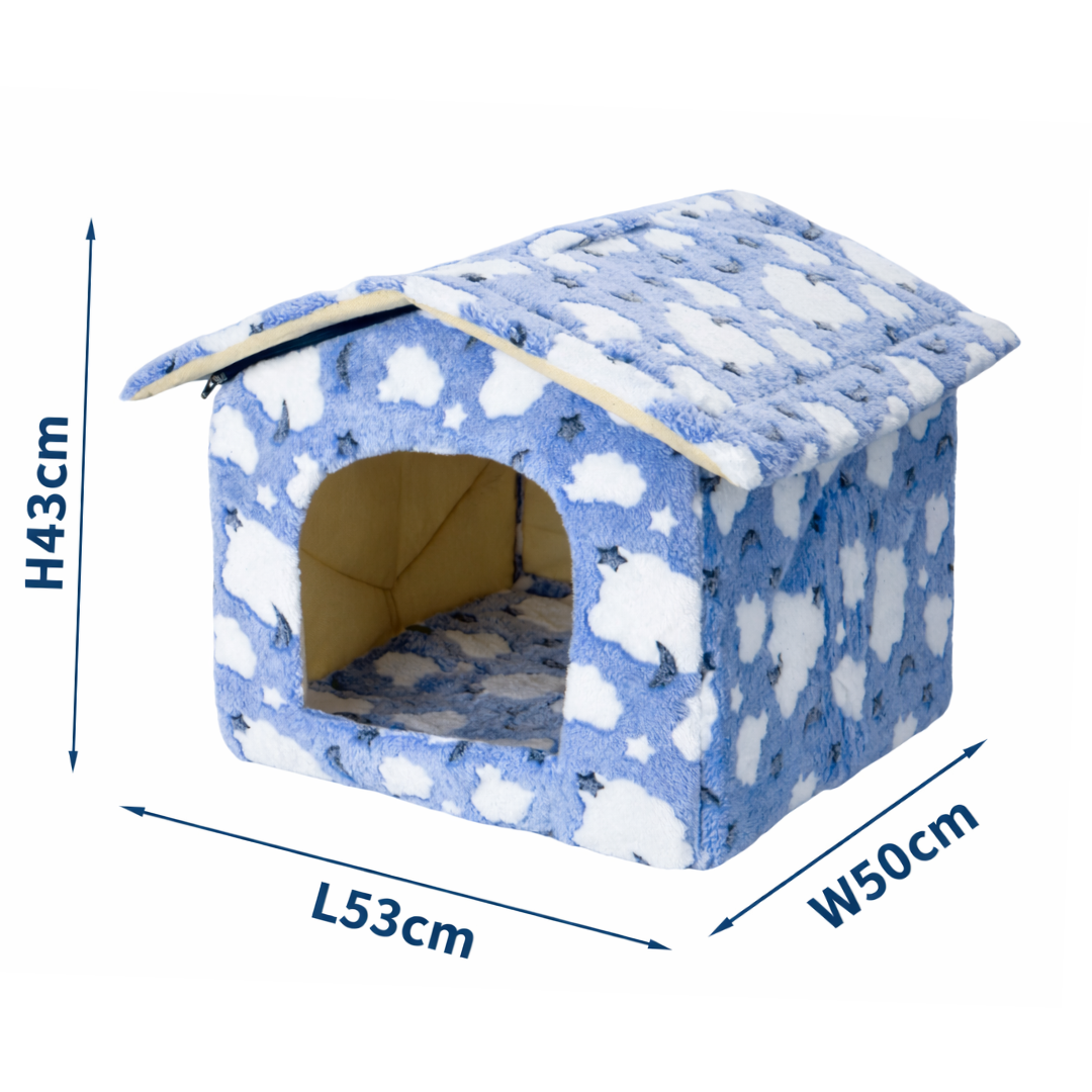 Plava Kućica za Ljubimce – Topla Zimska Oaza (53×50×43 cm)