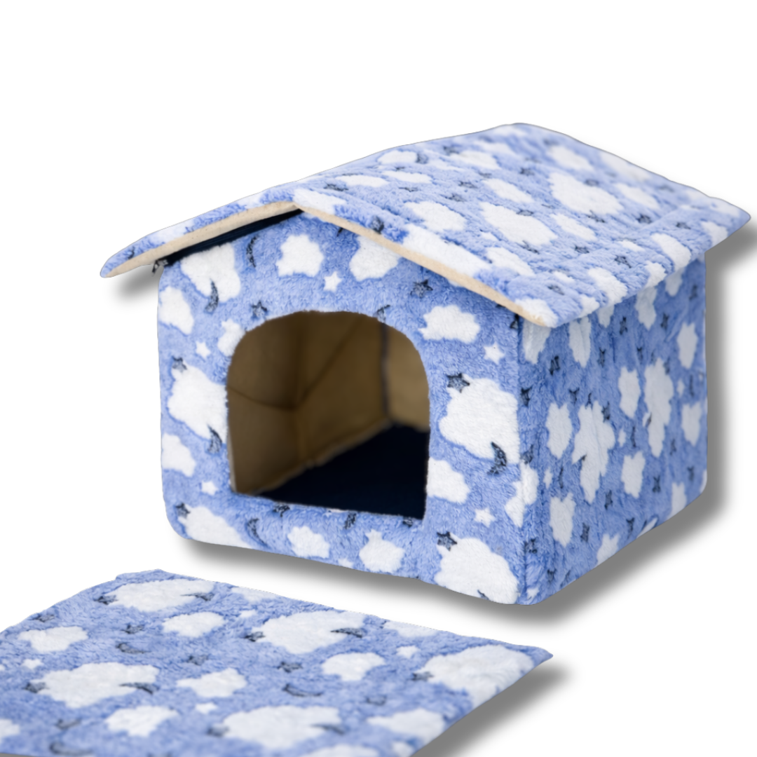Plava Kućica za Ljubimce – Topla Zimska Oaza (53×50×43 cm)