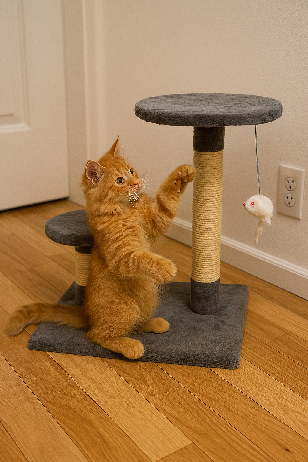 Grebalica sa visećom igračkom za mačke – “Play & Scratch Duo”